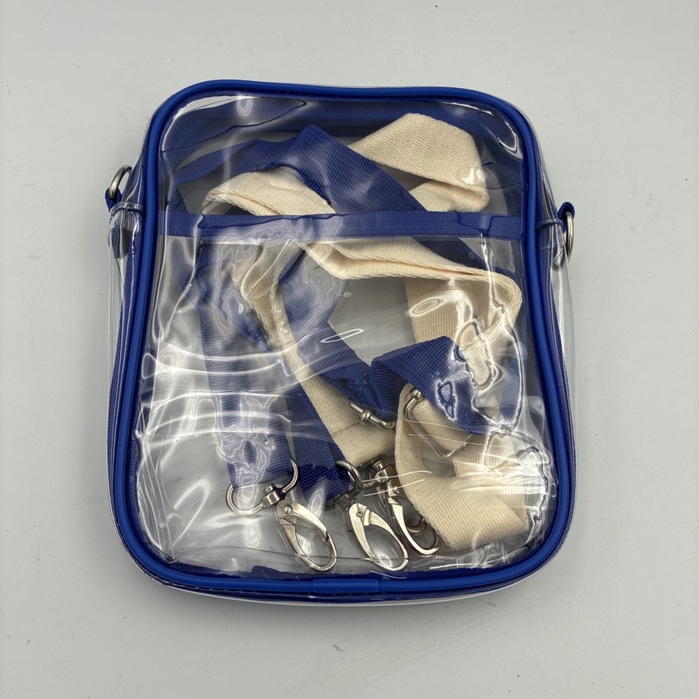 Concert, Sports Game Clear Crossbody‎ Blue Trim With 2 Straps